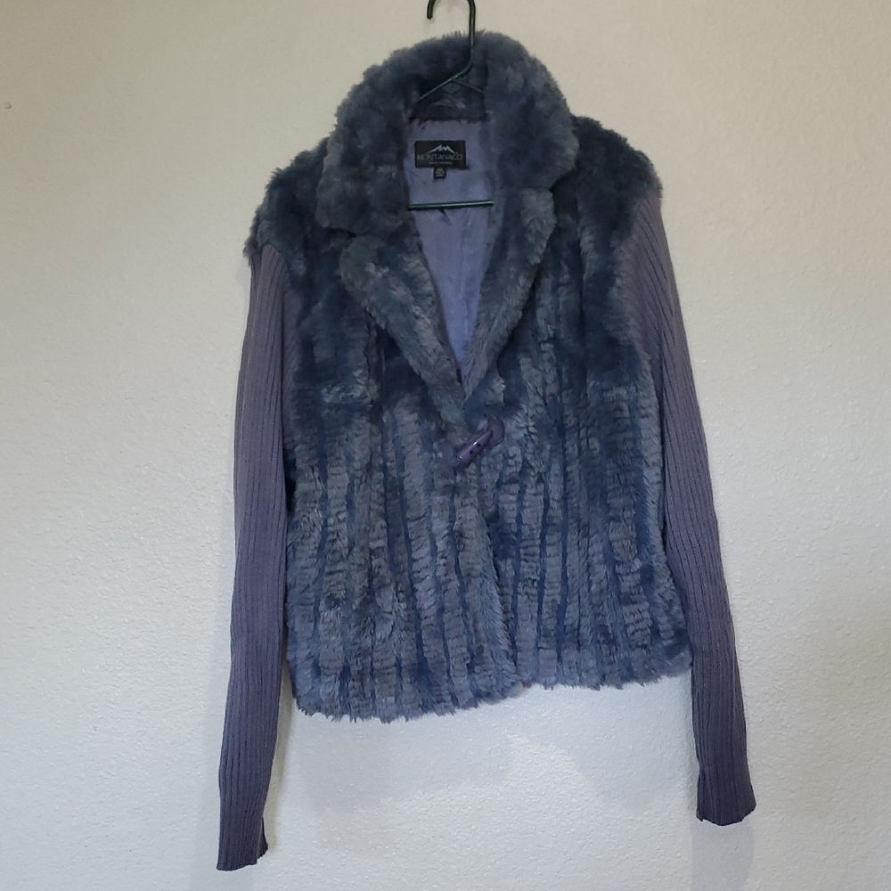Montanaco Women's Faux Fur Jacket in Light Blue
